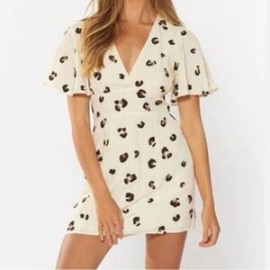 Red Carter Leopard Patterned Valeria Mini Dress in Size Medium